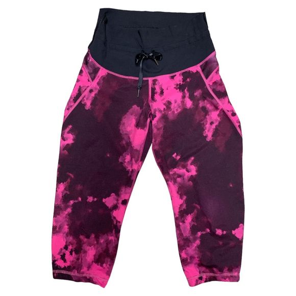 Lululemon, Women’s Crop Leggings, Pink/Purple/Black, APPROX Size 12 - Picture 1 of 13